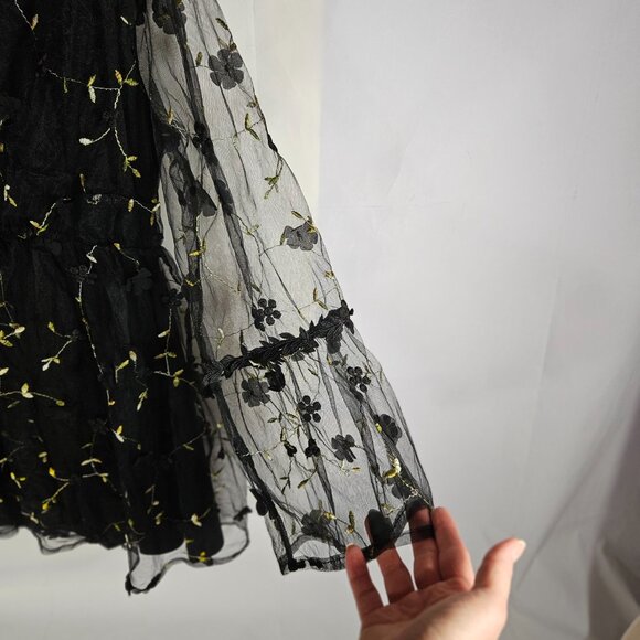 Disturbia Chrysanthi Applique Mini Dress Black Gold Floral Women's Size 14 - Picture 6 of 9